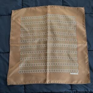Hermès Paris Silk Gavroche Pocket Square 42cm Brown Chain Pattern